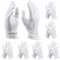 ELEPRUC 6 Paar Weiße Handschuhe Schützenfest mit Snap ZiernäHten, Dünne Handschuhe Herren, Genähte Handschuhe für Etiquette, Parade, Formelle Smokings, Schmuck-Inspektion, Unisex, Nylon