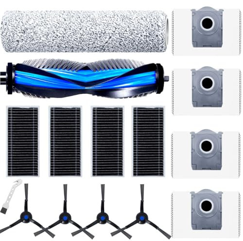 Zubehörset für Ecovacs Deebot X8 PRO OMNI/X8 OMNI Roboterstaubsauger Ersatz, 1 Rollenbürste, 1 Flaumroller, 4 Filters, 4 Staubbeutel, 4 Seitenbürsten Ersatzteile für Kehrmaschinen