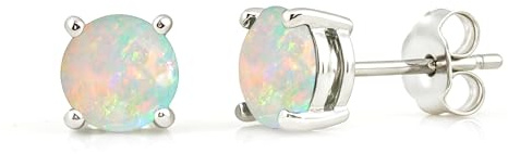 Feueropal-Ohrstecker für Damen, rund, Opal, 925er Sterlingsilber, Ohrstecker, Schmuck für Damen, Alltag, Party, Hochzeit, S-04-P