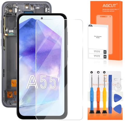 6.6 Incell Schermo per Samsung A55 5G LCD Display per Galaxy A55 5G A556 SM-A556B LCD Schermo Touch Screen Assembly con Riparazione Strumenti (Nero con Telaio, Non Supporta Impronte Digitali)