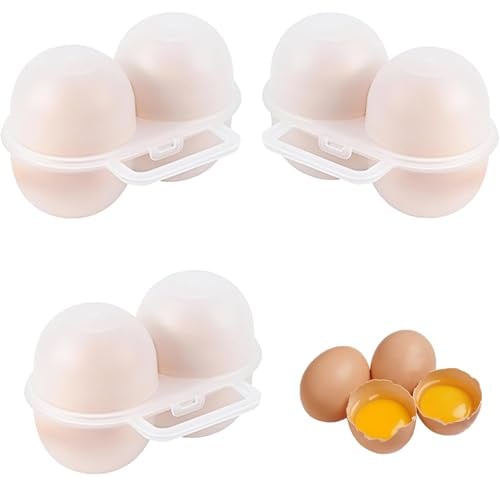 SIXHAOBU 3 Stück Eier Transportbox Eierablage mit 2 Gittern Anti-Fall-Eier-Aufbewahrungsbox Kunststoff Tragbarer Eierbecher Eierbox für Outdoor Camping Picknick Eierbox