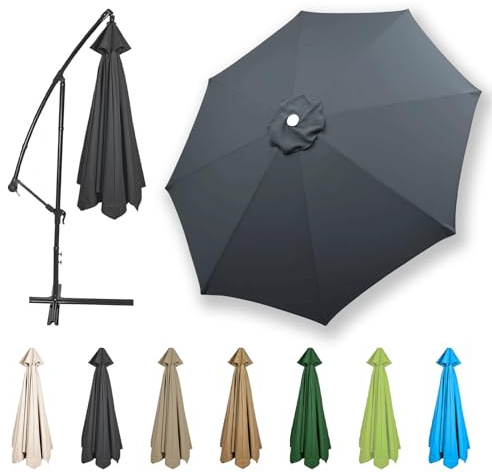 HonunGron Auvent De Remplacement Parasol Terrasse 2.7-4m 6/8 Baleines UV | Polyester durable • Protection solaire • Montage facile • Couleurs résistantes • Utilisation extérieure