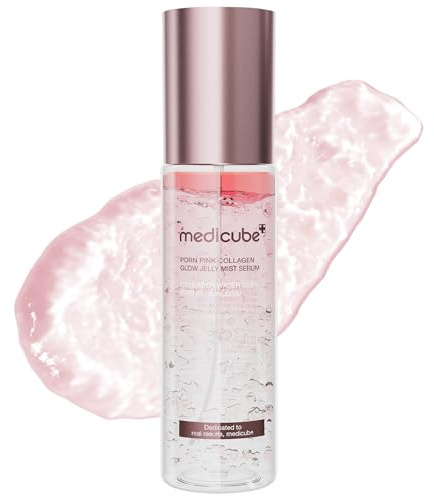 medicube Jelly Mist Serum with Pink PDRN Collagen, 3.38 fl.oz | Dual-Texture Glow Spray with Niacinamide, Glutathione, Hyaluronic Acid, Ceramide - Hydration, Radiance, Plump-Looking Skin