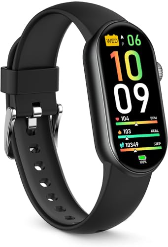 FITVII Ole Fitness-Tracker, 4,1 cm AMOLED-Fitnessuhr mit 24/7 Herzfrequenz- und Blutdruckmessgerät, Blutsauerstoff-Schlaf-Tracking, Schrittzähler, Kalorienzähler, IP68 wasserdichter Aktivitätstracker