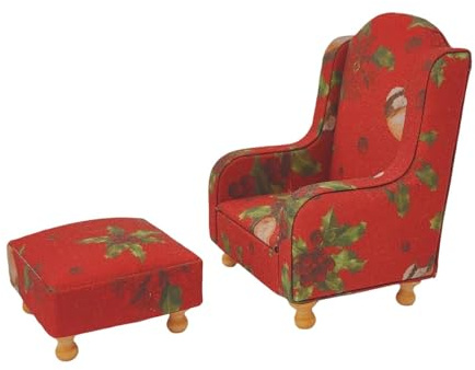 Harilla Puppenhausmöbel-Set, Mini-Sofa, Hocker, Deko-Vintage-Geschenke, Puppenhaus-Accessoires, Foto-Requisiten, Maßstab 1:12, Rot
