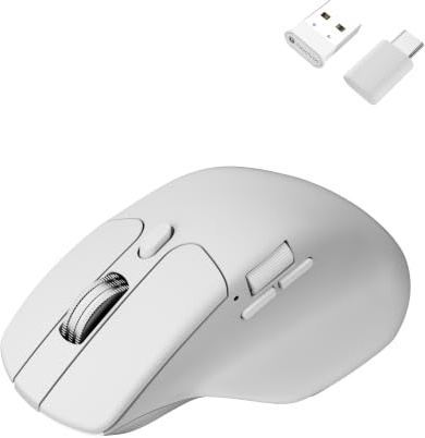 Keychron Souris sans fil M6 1K complètement silencieuse, 2,4 GHz/Bluetooth 5.1/filaire, capteur PixArt 3311, boutons programmables, bouton de défilement latéral, jusqu'à 12 000 DPI/750 IPS léger