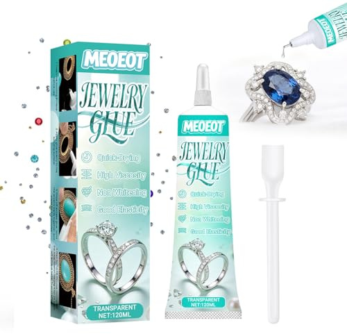 Meoeot Pegamento Para Joyas Extrafuerte, 120ml Pegamento Para Perlas, Transparente, Resistente Al Agua, Rhinestone Glue Für Multiusos Para Pegar Con Precisión Piedras Preciosas, Perlas Y Pedrería