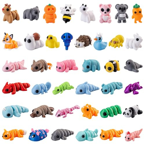 40 PCS 3D Printed Fidget Toys Figures, Cute Mini Animals with Movable Joint