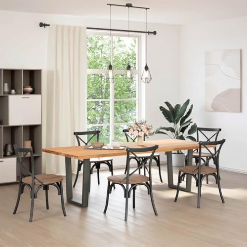 GeenYuu Esstisch Beine V-Form 2 Stück Anthrazit pulverbeschichteter Stahl 70x(72-73,3) cm mit verstellbaren Kunststoffnivellierern für Schreibtisch Wohnzimmer Küche stabiles Gestell