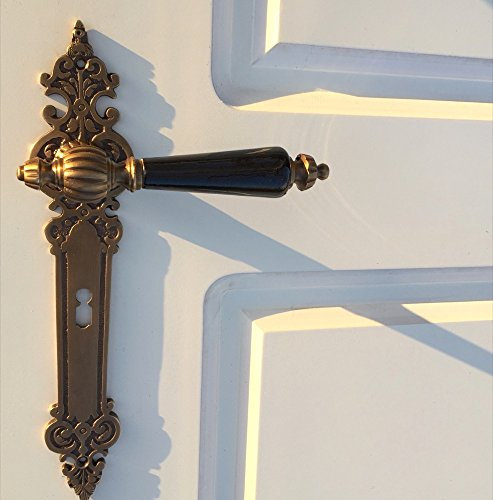 antikas Jack – Jack de douilles laiton antique, Porcelaine de porte Poignées en noir