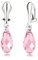 Schöner-SD Ohrclips Hänger 925 Silber Ohrringe Clip mit 17mm Kristall Briolette Light Rose rosa