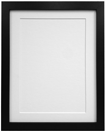 FRAMES BY POST Bilderrahmen, MDF, 25 mm schwarzer Rahmen mit weißem Passepartout, A1 for Pic Size A2 (Plastic Glass)