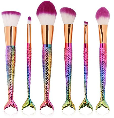 Yocitoy Sirène Pinceaux Maquillage, 6pcs Makeup Brushes Set, Foundation Brush Pinceaux De Maquillage Kit Coloré