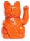 Chat chinois chanceux. Lucky Cat. Maneki Neko. ORANGE, M (10x6x15 cm)