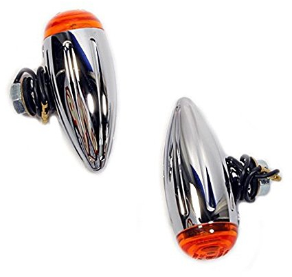 Dock66 Motorcycle Parts Bullet Blinker - Chrom Mini Grooved S