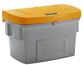 eurokraft | Universal- und Streugutbehälter | ohne Entnahmeöffnung | 200 l | Deckel orange