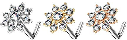beyoutifulthings Nasen-Piercing Stern ZIRKONIA 6,8mm Nasen-Ring Nasen-Stecker L-Form Chirurgenstahl Multicolor Stab 0,8/6mm
