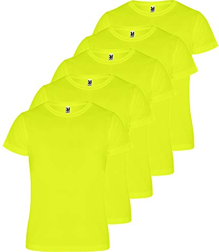 ROLY T-shirt pour homme (Pack 5) Sport | Tee-shirt technique pour Fitness ou Running | respirant,Jaune Fluo,L