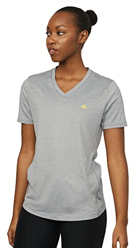 Women Workout T-Shirt, Breathable Fitness Top (Grau Mélange, M)