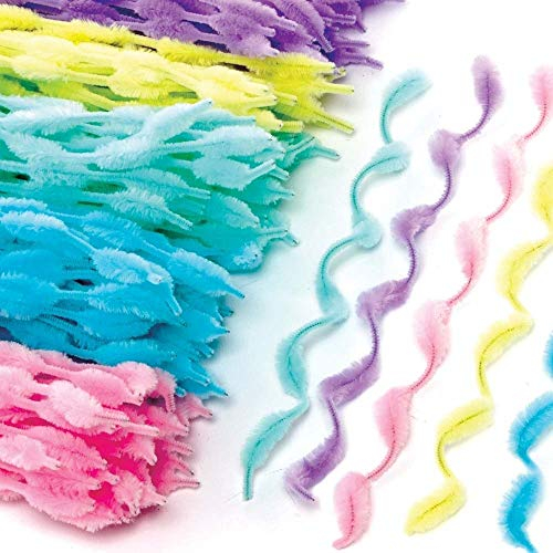 Baker Ross fluaschige Pfeifenreiniger in Pastellfarben – 100 Stück, Bastelbedarf für Kinder (AX923)