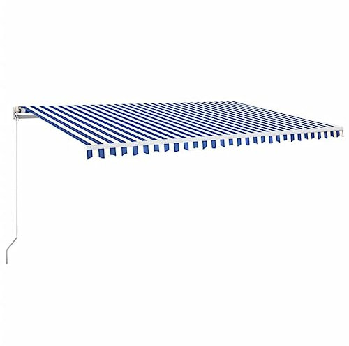vidaXL Gelenkarmmarkise Einziehbar Markise Sonnenmarkise Balkonmarkise Sonnenschutz Sichtschutz Fenster Terrasse Garten 500x350cm Blau Weiß