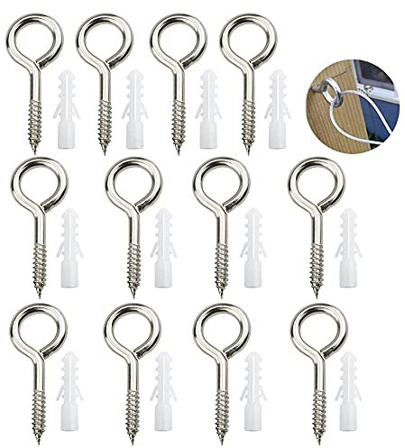 YPLonon Ösenschrauben Augenbolzen 12 Stück Augenschrauben Holzgewinde M5*65MM Augen Schraubösen 304 Edelstahl Ringschraube Selbstschneidende Schrauben für Aufhängekleider Kunsthandwerk Seile