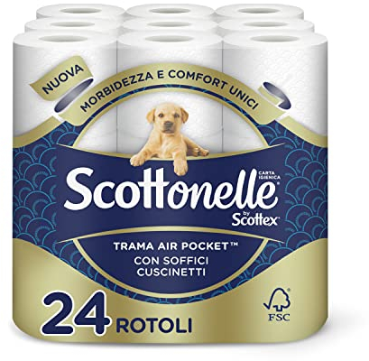Scottonelle Lot de 24 rouleaux de papier toilette doux et matelassé.