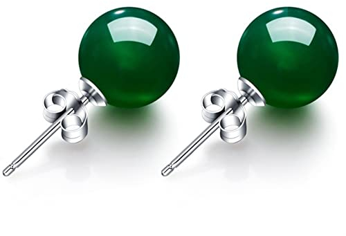 YZDKJ Smaragd Sterling Silber 925 Schmuck Ohrstecker for Frauen Ball Einfache Krone Jade Ohrringe Feine Valentinstag Schmuck 925 for Frauen