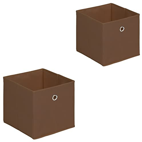 IDIMEX Stoffbox ELA, praktische Faltbox im 2er Pack, schöne Aufbewahrungsbox faltbar, einfacher Einschubkorb in braun