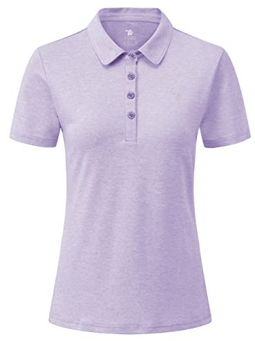 YSENTO Womens Polo Golf Shirts Short Sleeve Lady-fit Sports Tennis Premium T-Shirts(Light Purple,S)