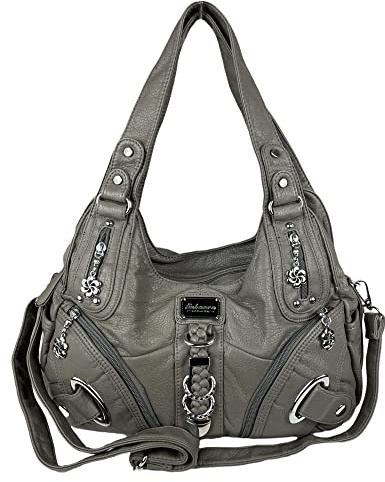 kennydoo Damen Handtasche/viele Fächer/Schulter-Trageriemen/modern & sportlich / AK11282- (grau)