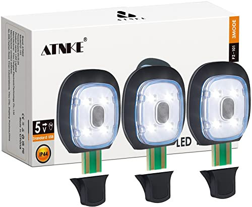 ATNKE Ersatz LED Leuchten für Beleuchtete Mütze mit Licht,Wiederaufladbar USB Ultrahelle Wasserdichte Lichtlampe Rot und Blau Blinkende Alarm Stirnlampe/White Light-3PC