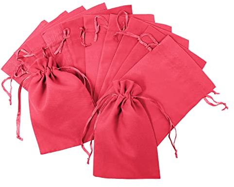 Oblique Unique® Baumwollbeutel mit Zugband 12 Stück Stoffsäckchen Stoffbeutel für Geschenke als Deko zu Weihnachten für DIY Adventskalender uvm. (Pink)