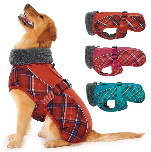 IECOii Hundemantel Winter,Warme Fleece Rollkragen Hundejacke,Wasserdicht Winterjacken Wintermäntel für Hunde,Reflektierend Verstellbar Kaltes Wetter Hundekleidung für Kleine Mittelgroße Grosse Hunde