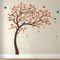 Großer Baum Wandaufkleber Kinderzimmer - Baum Aufkleber mit Vögeln, Äste nach rechts, Vinyl Wandsticker Wandtattoo - Braun, Hellorange, Dunkelrot, Blau