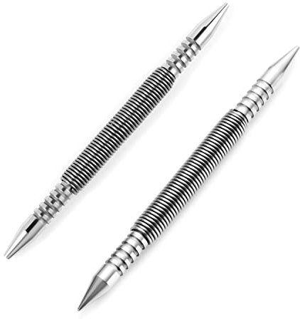 2pcs Dual Head Nail Setters, (1/32-1/16 Inch) (3/32-1/8 Inch) Spring Loaded Center Punch Spring Nail Setter Punch Set Hammerless Nail Set Tool Door Hinge Pin Removal Tool with 5000 PSI Impact Force