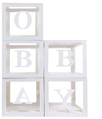Ballonbox Transparent mit 2 sets 26 Buchstaben A-Z, Ballon Box Hochzeit Geburtstag,Baby Boxen Deko, Geschenkbox Baby Party Dekoration,Babyshowerparty Deko (Clear 5 ballonbox with 52 letter)
