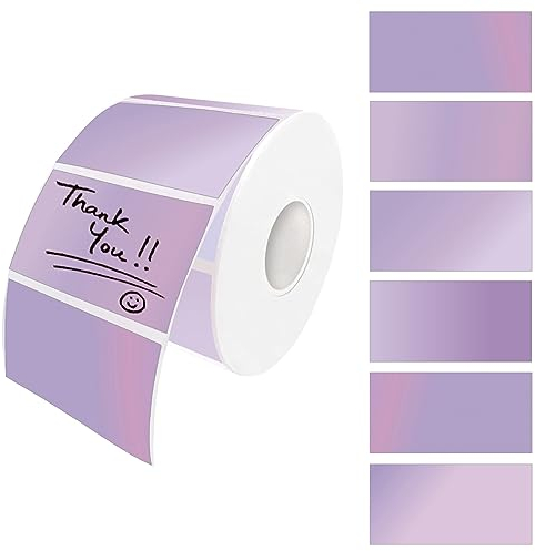 WLHGH Thermische Etiketten, Selbstklebende Kreis Aufkleber Drucker Etikett, 6 Farbverläufe Mehrzweck-Etiketten für Dankeskarte, Logo Design, Adresse, QR Code, Adresse, Inventar (60x30mm², Lila)