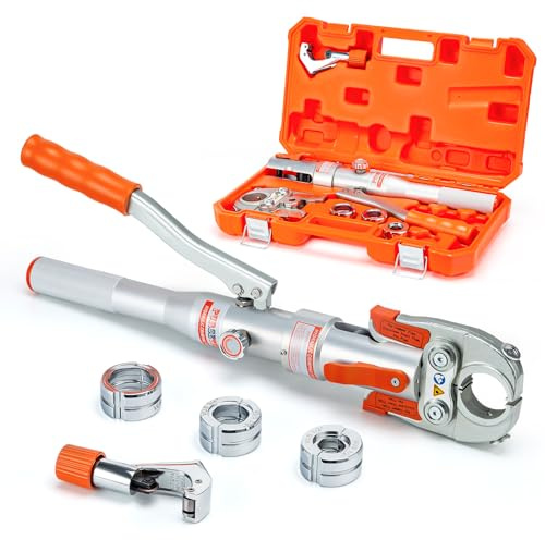 Purseter Kupferrohrverschraubungen, hydraulische Kupferrohr-Crimpzange mit 1,27 cm, 1,9 cm und 2,5 cm Backen, Kupferrohrpresse, Crimpzange, geeignet für enge Räume und T-Armaturen