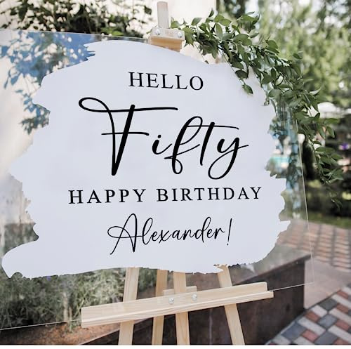Personalised Hello Age Birthday Sticker - Decal for DIY Modern Entrance Sign/Mirror Party Decor, Milestone Birthday, Ages, with Custom Name