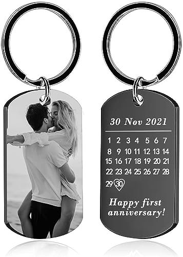 NOVASGAFF Porte-clés personnalisé avec photo et texte gravé - Cadeau personnalisé pour homme, femme, petit ami, petite amie, papa, maman, mère, pères, Saint-Valentin, Porte-clés personnalisé 01,