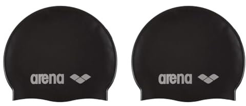 Arena Classic Silicone Bonnet de Piscine Mixte Adulte, Noir, NS (Lot de 2)