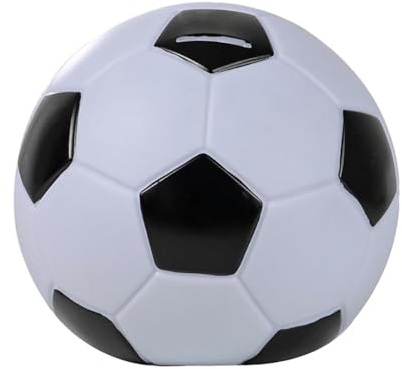 Fußball Spardose 14cm in Schwarz & Weiß, Fußball Sparschwein groß für Kinder Kreative Sparschwein Unzerbrechliche Sparbüchse Münze Bank Geschenk für Kinder Xmas Weihnachten Geburtstag Tischdeko
