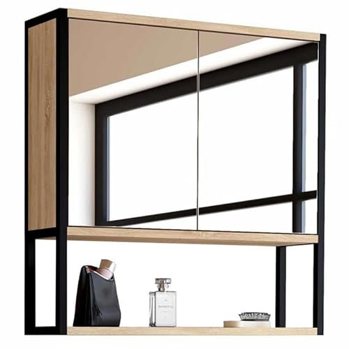 IDMarket - Meuble de rangement suspendu avec miroir pour salle de bain DETROIT design industriel