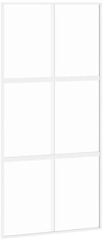 vidaXL Puerta Corredera, Puerta Corrediza, Panel de Privacidad, Puerta Decorativa para Granero Hogar, Vidrio Templado y Aluminio Blanca