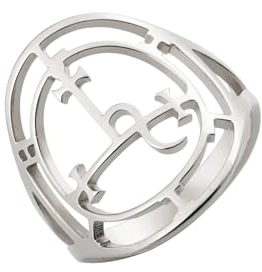 EUEAVAN Siegel der Lilith Ring für Frauen Männer Dämon Lilith Göttin Statement Ring Luzifers Zeichen Pagan Witchcraft Mythologie Schmuck Lilith Geschenk (silber, 8)