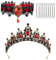 Barock Braut Kronen mit Gothic Halskette,Bride Crown Wedding Tiara Rhinestone Tiara Headband Shiny Princess Hair Decoration for Bridal Birthday Party(Rot)