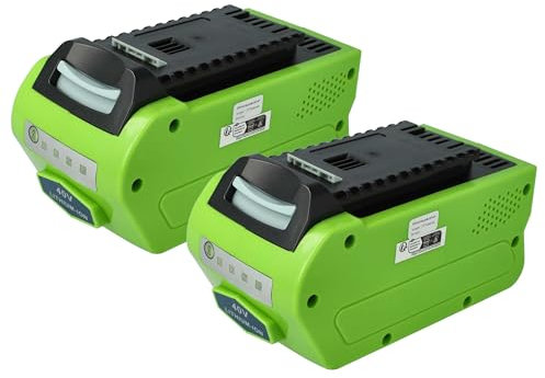 EXTENSILO 2X Batterie Compatible avec Greenworks G40LM41K2X, G40LM41K2, G40LM41, G40LM35K2X, G40LM35K2 Outil électrique (5000 mAh, Li-ION, 40 V)