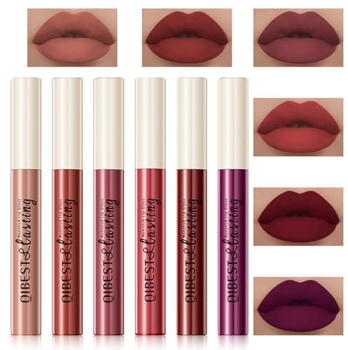 Likesing 6 Pièces Lot Rouge a Levre Mat Longue Tenue Rouge a Levre Nude Rose Rouges à Lèvres Sans Transfert Brillant à Lèvres Rouge Gloss Lipstick Kit Maquillage Femme Filles Cadeau Coffret