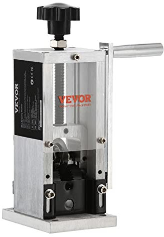 VEVOR Máquina peladora manual de cables, pelacables de cobre de 0.06 a 0.98 pulgadas con manivela manual o taladro, referencia de profundidad de pelado visible, pelador de alambre portátil con marco